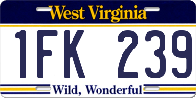 WV license plate 1FK239