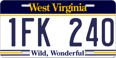 WV license plate 1FK240