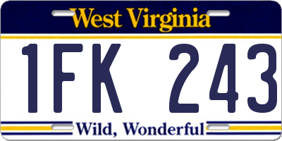 WV license plate 1FK243