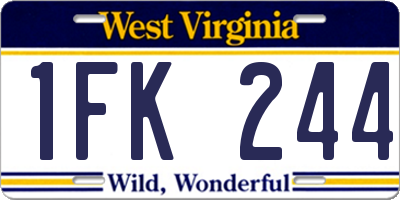 WV license plate 1FK244