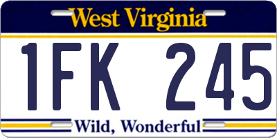 WV license plate 1FK245