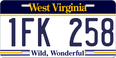 WV license plate 1FK258