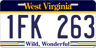 WV license plate 1FK263