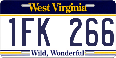 WV license plate 1FK266