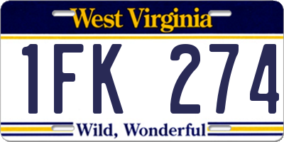 WV license plate 1FK274
