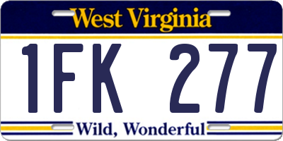 WV license plate 1FK277