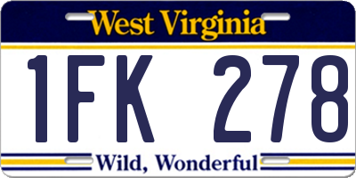 WV license plate 1FK278