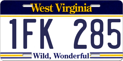WV license plate 1FK285