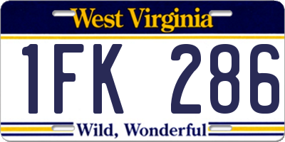 WV license plate 1FK286