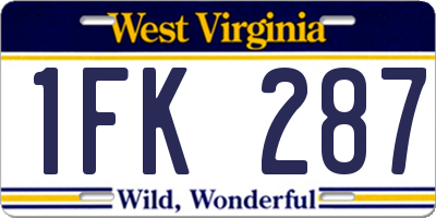 WV license plate 1FK287