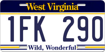 WV license plate 1FK290