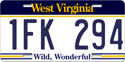 WV license plate 1FK294