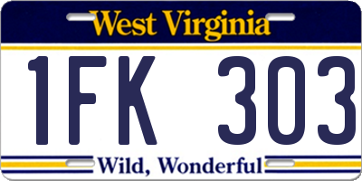 WV license plate 1FK303