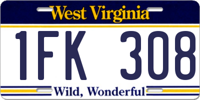 WV license plate 1FK308