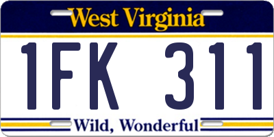 WV license plate 1FK311