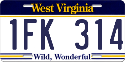 WV license plate 1FK314