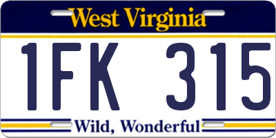 WV license plate 1FK315