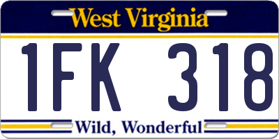 WV license plate 1FK318