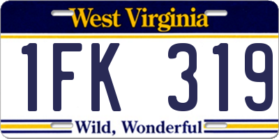 WV license plate 1FK319