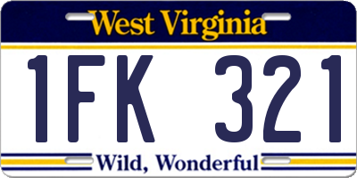 WV license plate 1FK321