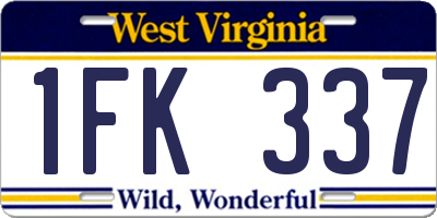 WV license plate 1FK337
