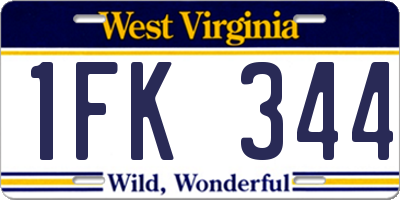 WV license plate 1FK344