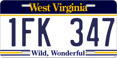 WV license plate 1FK347