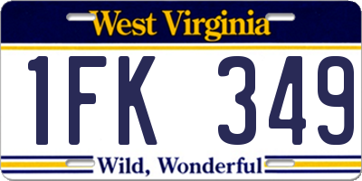 WV license plate 1FK349