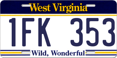 WV license plate 1FK353
