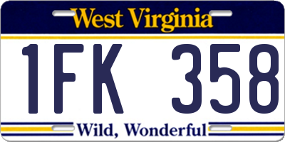 WV license plate 1FK358
