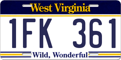 WV license plate 1FK361