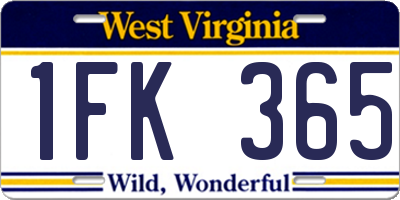 WV license plate 1FK365