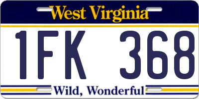 WV license plate 1FK368