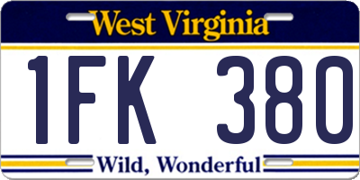 WV license plate 1FK380