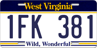 WV license plate 1FK381