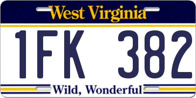 WV license plate 1FK382