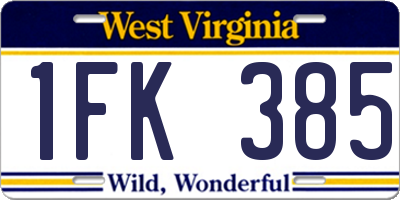 WV license plate 1FK385