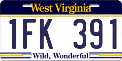 WV license plate 1FK391