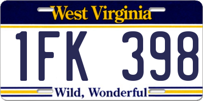 WV license plate 1FK398