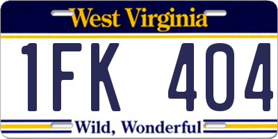 WV license plate 1FK404