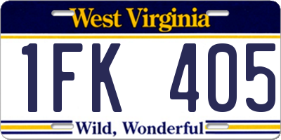 WV license plate 1FK405
