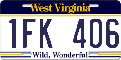 WV license plate 1FK406