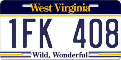 WV license plate 1FK408
