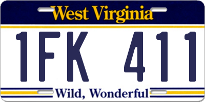 WV license plate 1FK411