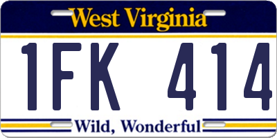 WV license plate 1FK414