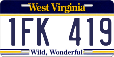 WV license plate 1FK419