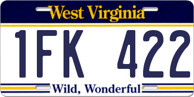 WV license plate 1FK422