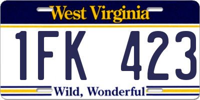 WV license plate 1FK423