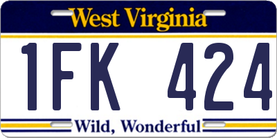 WV license plate 1FK424