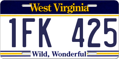 WV license plate 1FK425